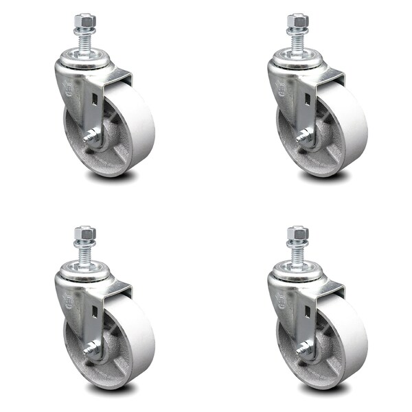 Semi Steel Swivel TS Caster w/RB w/4" Wheels & 10mm Stem-4 Swivel, 4PK